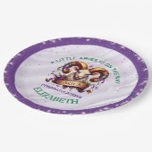 Lavender and Green Aries Zodiac Baby Shower ペーパープレート (アングル)