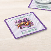 Lavender and Green Cancer Zodiac Baby Shower ペーパーコースター (アングル)