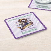Lavender and Green Capricorn Zodiac Baby Shower ペーパーコースター (アングル)