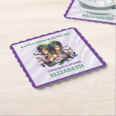 Lavender and Green Gemini Zodiac Baby Shower ペーパーコースター (アングル)