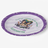 Lavender and Green Gemini Zodiac Baby Shower ペーパープレート (アングル)