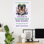 Lavender and Green Gemini Zodiac Baby Shower ポスター (ホームオフィス)