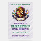 Lavender and Green Leo Zodiac Baby Shower アクリルサイン (正面)