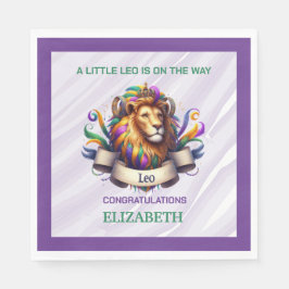 Lavender and Green Leo Zodiac Baby Shower スタンダードランチョンナプキン