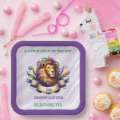 Lavender and Green Leo Zodiac Baby Shower ペーパープレート (パーティー)