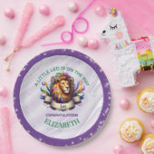 Lavender and Green Leo Zodiac Baby Shower ペーパープレート (パーティー)