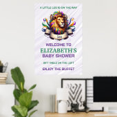 Lavender and Green Leo Zodiac Baby Shower ポスター (ホームオフィス)