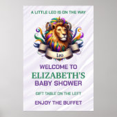 Lavender and Green Leo Zodiac Baby Shower ポスター (正面)