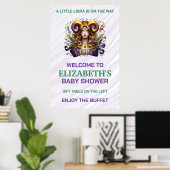 Lavender and Green Libra Zodiac Baby Shower ポスター (ホームオフィス)