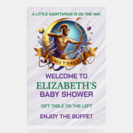 Lavender and Green Sagittarius Zodiac Baby Shower アクリルサイン