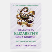 Lavender and Green Scorpio Zodiac Baby Shower アクリルサイン (正面)