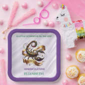 Lavender and Green Scorpio Zodiac Baby Shower ペーパープレート (パーティー)