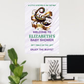 Lavender and Green Scorpio Zodiac Baby Shower ポスター (ホームオフィス)