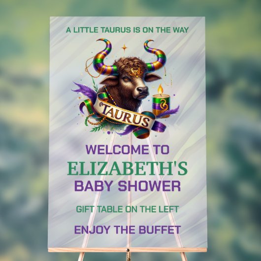 Lavender and Green Taurus Zodiac Baby Shower アクリルサイン (ニュートラル)