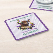 Lavender and Green Taurus Zodiac Baby Shower ペーパーコースター (アングル)