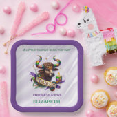 Lavender and Green Taurus Zodiac Baby Shower ペーパープレート (パーティー)