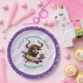 Lavender and Green Taurus Zodiac Baby Shower ペーパープレート (パーティー)