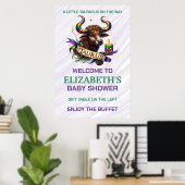 Lavender and Green Taurus Zodiac Baby Shower ポスター (ホームオフィス)