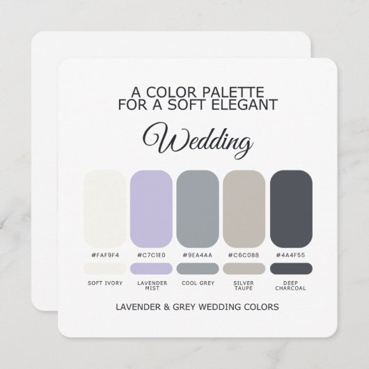 Lavender and Grey Wedding Color Palette Card 招待状 (正面/裏面)