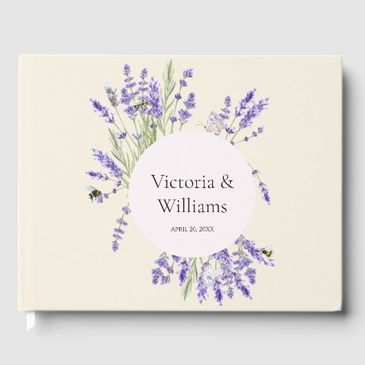 Lavender and Ivory Regency Round Frame Guest Book ゲストブック (正面)
