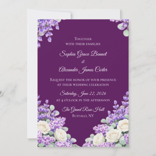 Lavender and Lilacs Wedding Invitation 招待状 (正面)