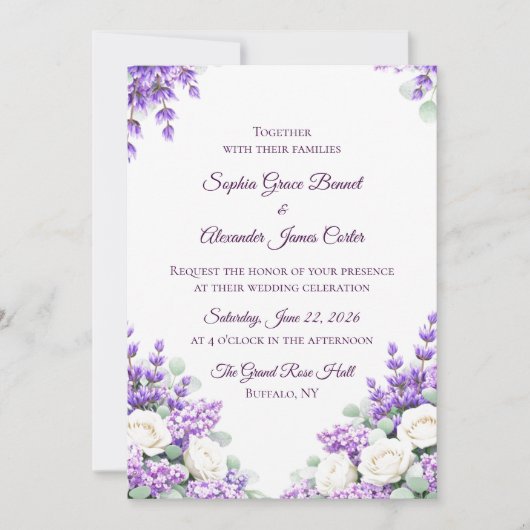 Lavender and Lilacs Wedding Invitation 招待状 (正面)