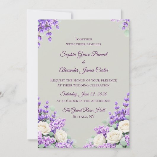 Lavender and Lilacs Wedding Invitation 招待状 (正面)