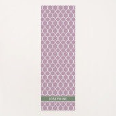 Lavender And Muted Green Trellis Pattern With Name ヨガマット (正面)