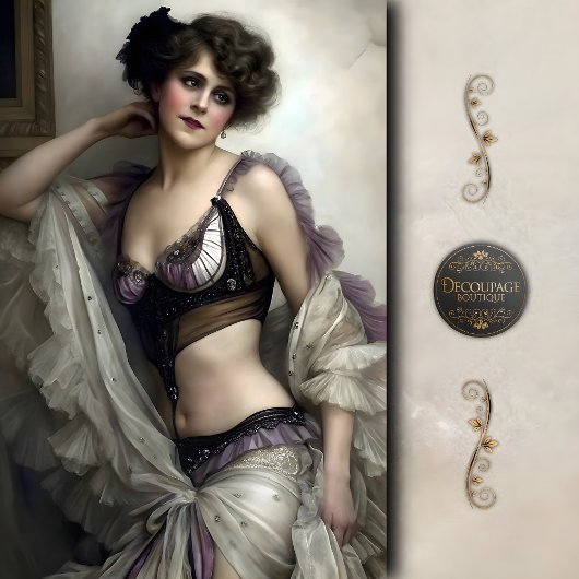 Lavender and Pearl Vintage Showgirl Decoupage 薄葉紙