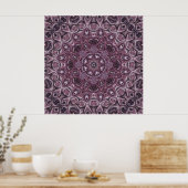 Lavender and Plum Marble Mandala Pattern ポスター (キッチン)