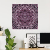 Lavender and Plum Marble Mandala Pattern ポスター (ホームオフィス)