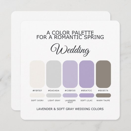 Lavender and Soft Gray Wedding Color Palette Card 招待状 (正面/裏面)