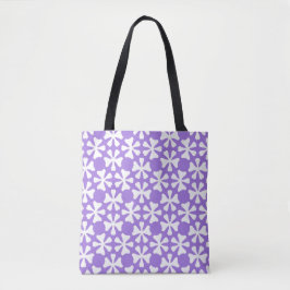 Lavender and White Modern Geometric Floral Pattern トートバッグ