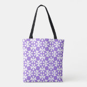 Lavender and White Modern Geometric Floral Pattern トートバッグ (裏面)