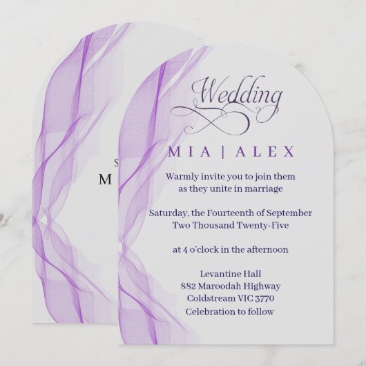 Lavender Arch Elegant Wedding Invitation 招待状 (正面/裏面)