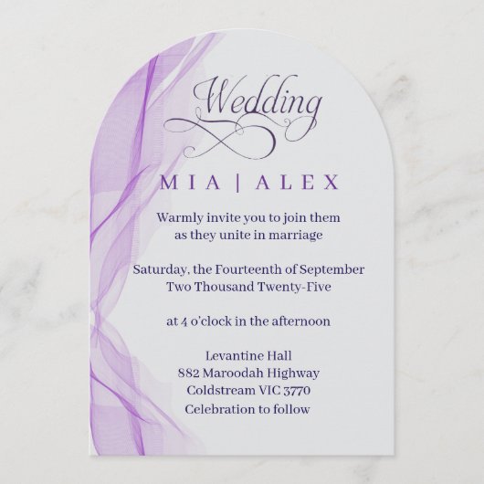 Lavender Arch Elegant Wedding Invitation 招待状 (正面)