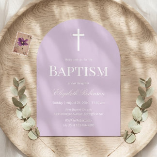 Lavender Arch Modern Baptism Christening 招待状