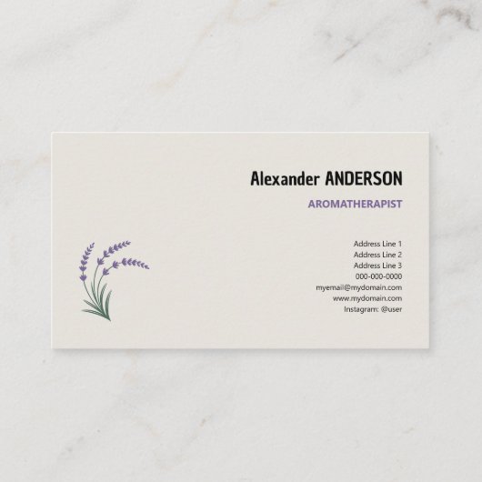 Lavender & Aromatherapist 名刺 (裏面)