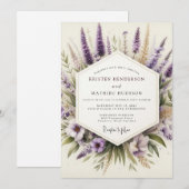 Lavender Artistic Wildflower Wedding 招待状 (正面/裏面)