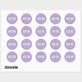 Lavender ask me volunteer stickers ラウンドシール (シート)