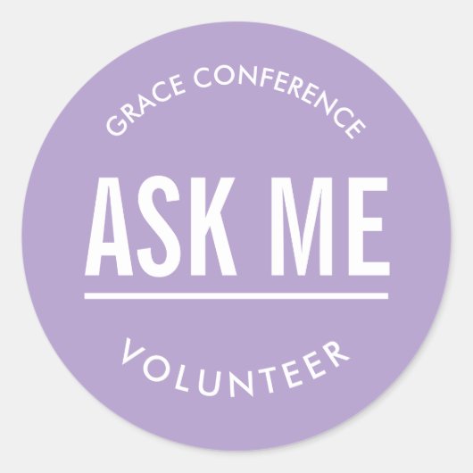 Lavender ask me volunteer stickers ラウンドシール (正面)