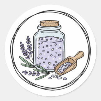 Lavender Bath Salt Jar Label Illustration | Spa ラウンドシール