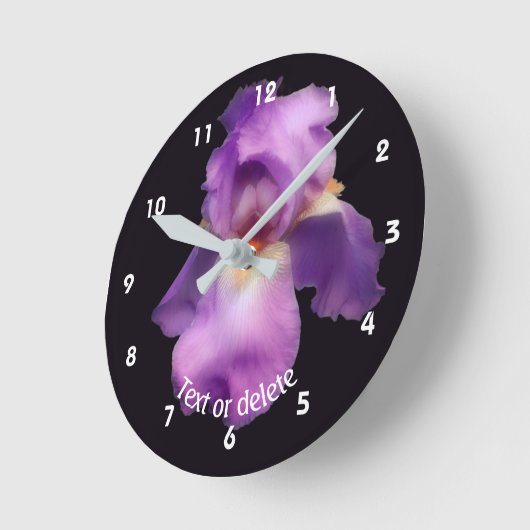 Lavender Bearded Iris Flower Personalized ラウンド壁時計 (傾斜)