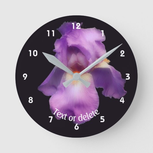 Lavender Bearded Iris Flower Personalized ラウンド壁時計 (正面)