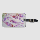 Lavender Bee Happy Herb Watercolor Flower ラゲッジタグ (正面横)
