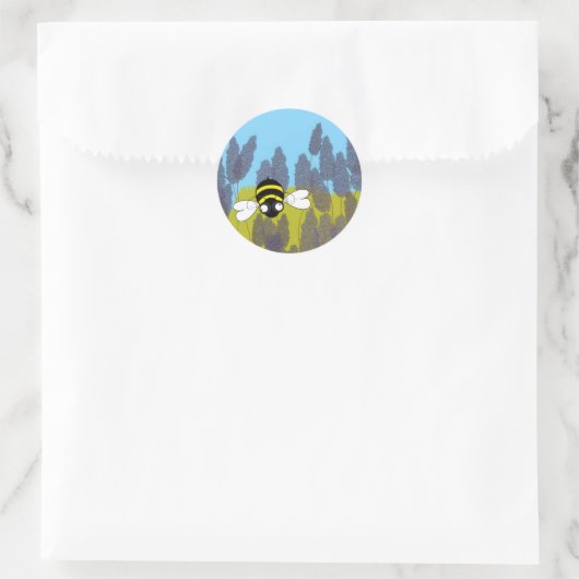 Lavender Bee Round Sticker ラウンドシール (バッグ)