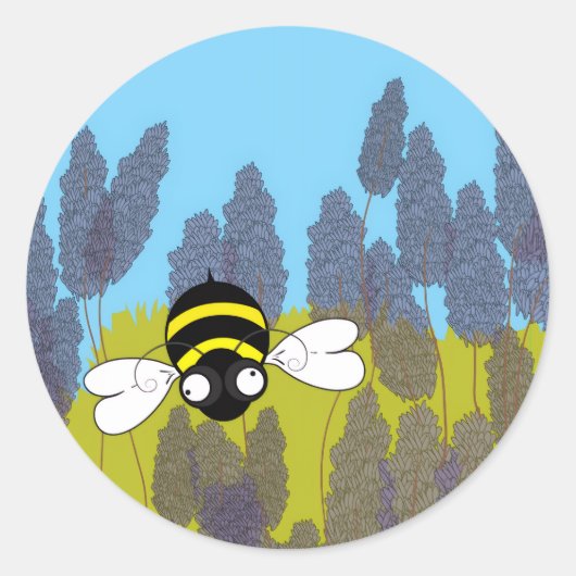 Lavender Bee Round Sticker ラウンドシール (正面)