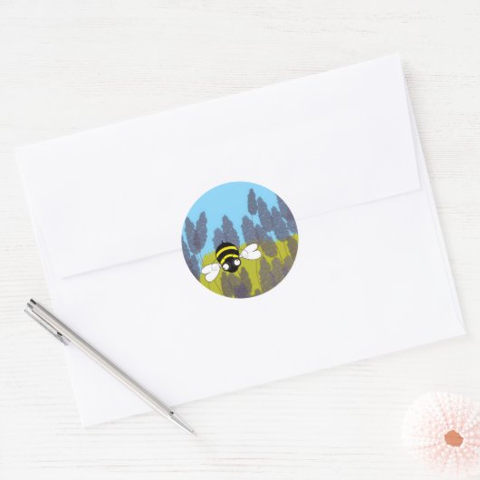 Lavender Bee Round Sticker ラウンドシール (封筒)