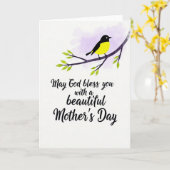 Lavender Bird Pattern Card カード (黄色い花)