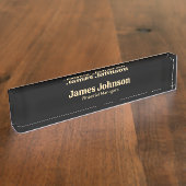 Lavender Black Retro Bold Serif Desk Name Plate デスクネームプレート (側面)
